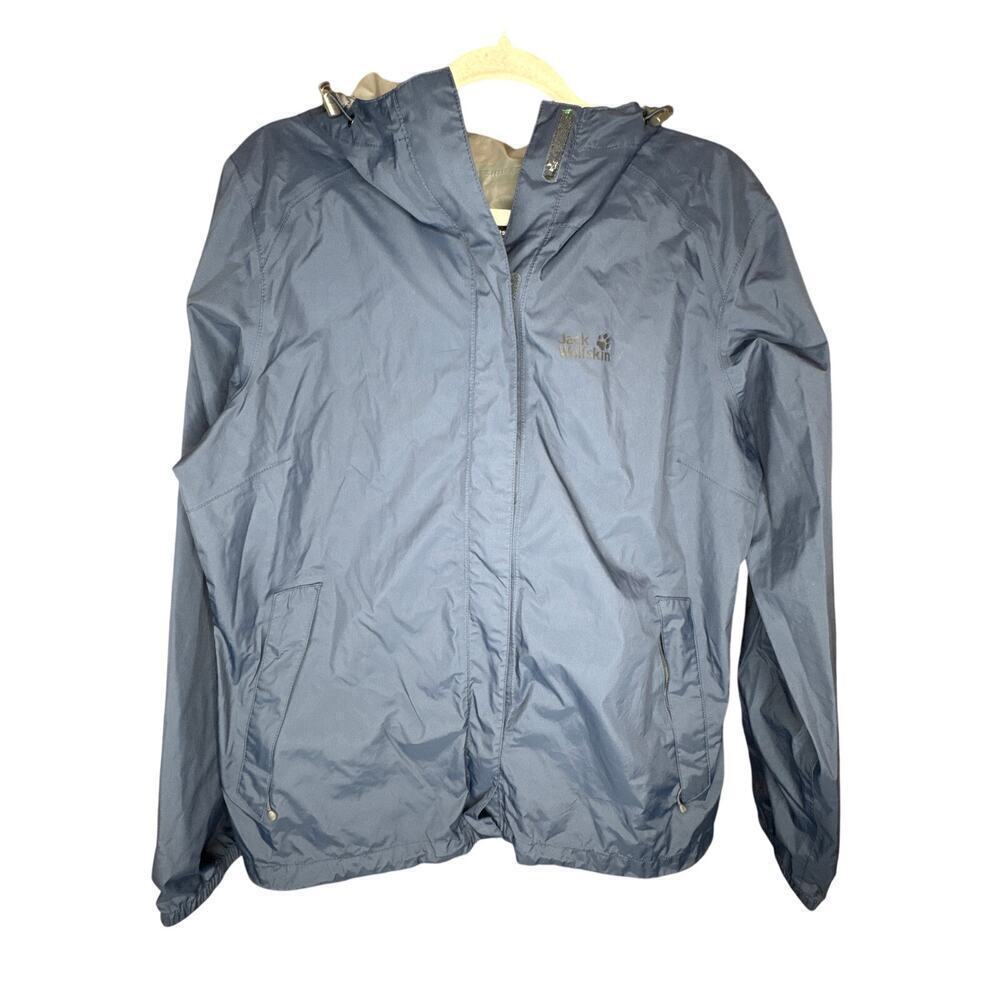 Jack Wolfskin Women's XL Texapore Hooded Rain Jacket Dark Blue Full Zip